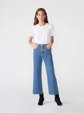 SLVRLAKE Grace High-Waisted Crop Jeans in Forever Blue, size 24